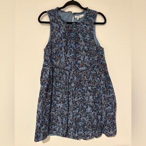 Lucky Brand Women’s Blue Floral Sleeveless Mini Dress Summer Casual Medium